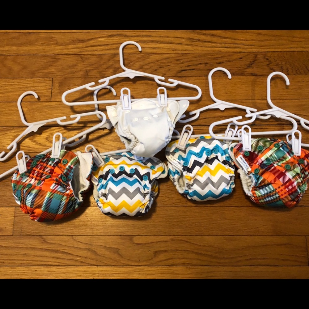 Set of Five (5) all-in-one newborn diapers